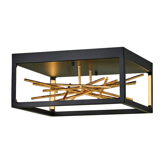 Styx LED Flush Mount in Black & Gilded Gold