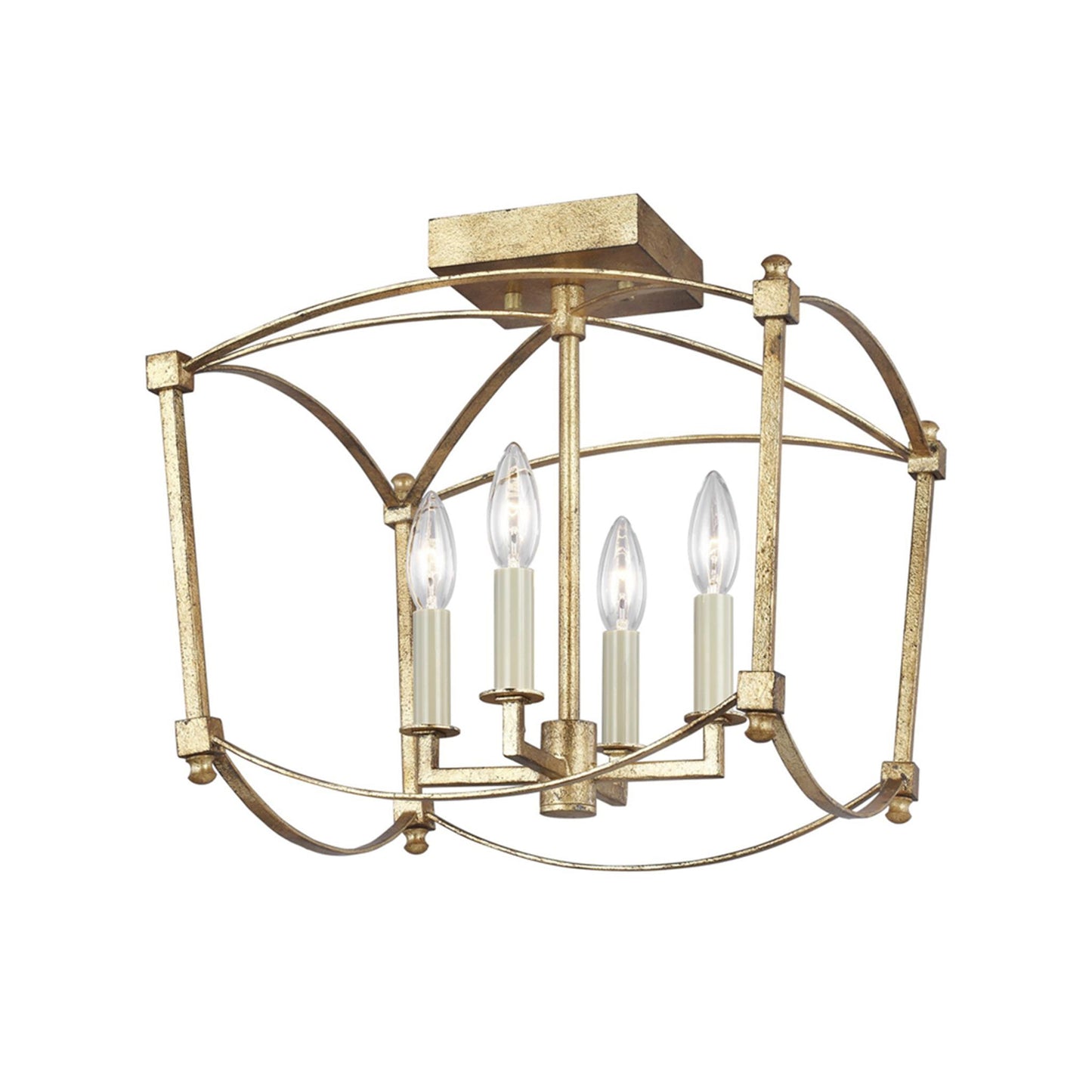 Thayer 4-Light Semi-Flush Mount in Antique Gild