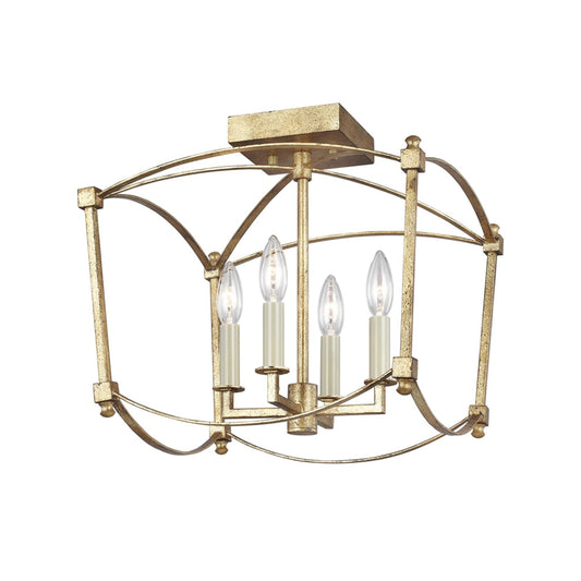 Thayer 4-Light Semi-Flush Mount in Antique Gild