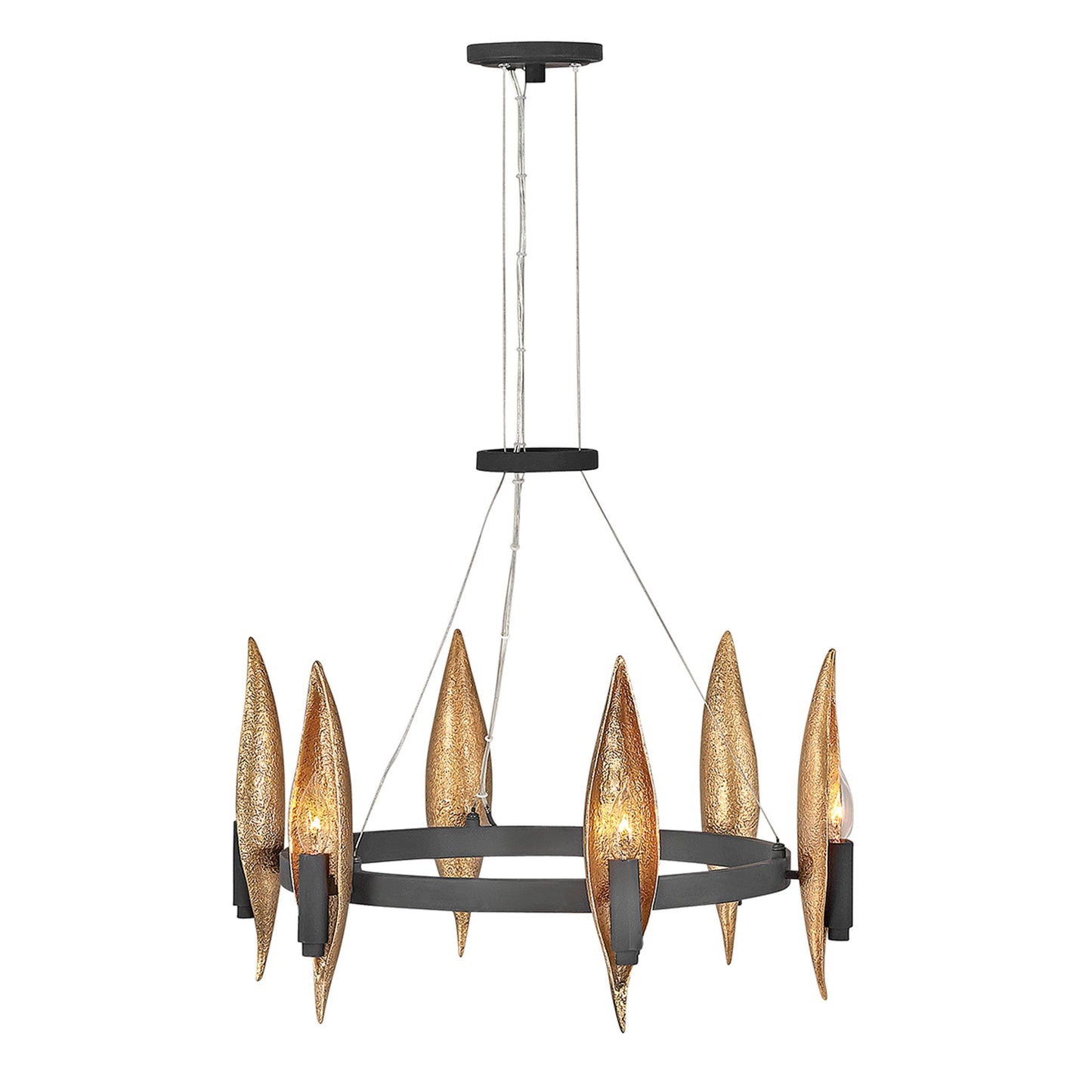 Willow 6-Light Chandelier in Carbon Black with Deluxe Gold