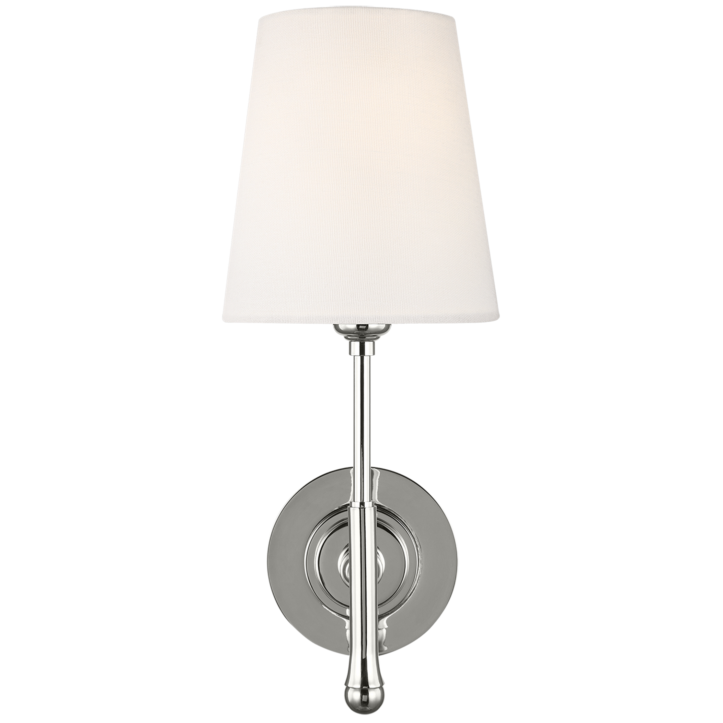 Capri Sconce in Polished Nickel with Linen Shade