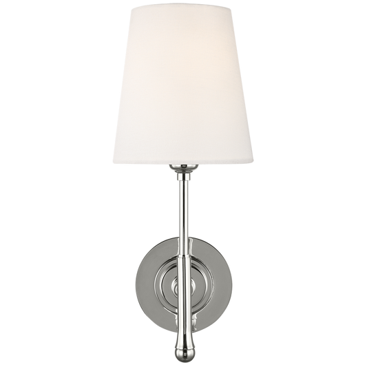 Capri Sconce in Polished Nickel with Linen Shade