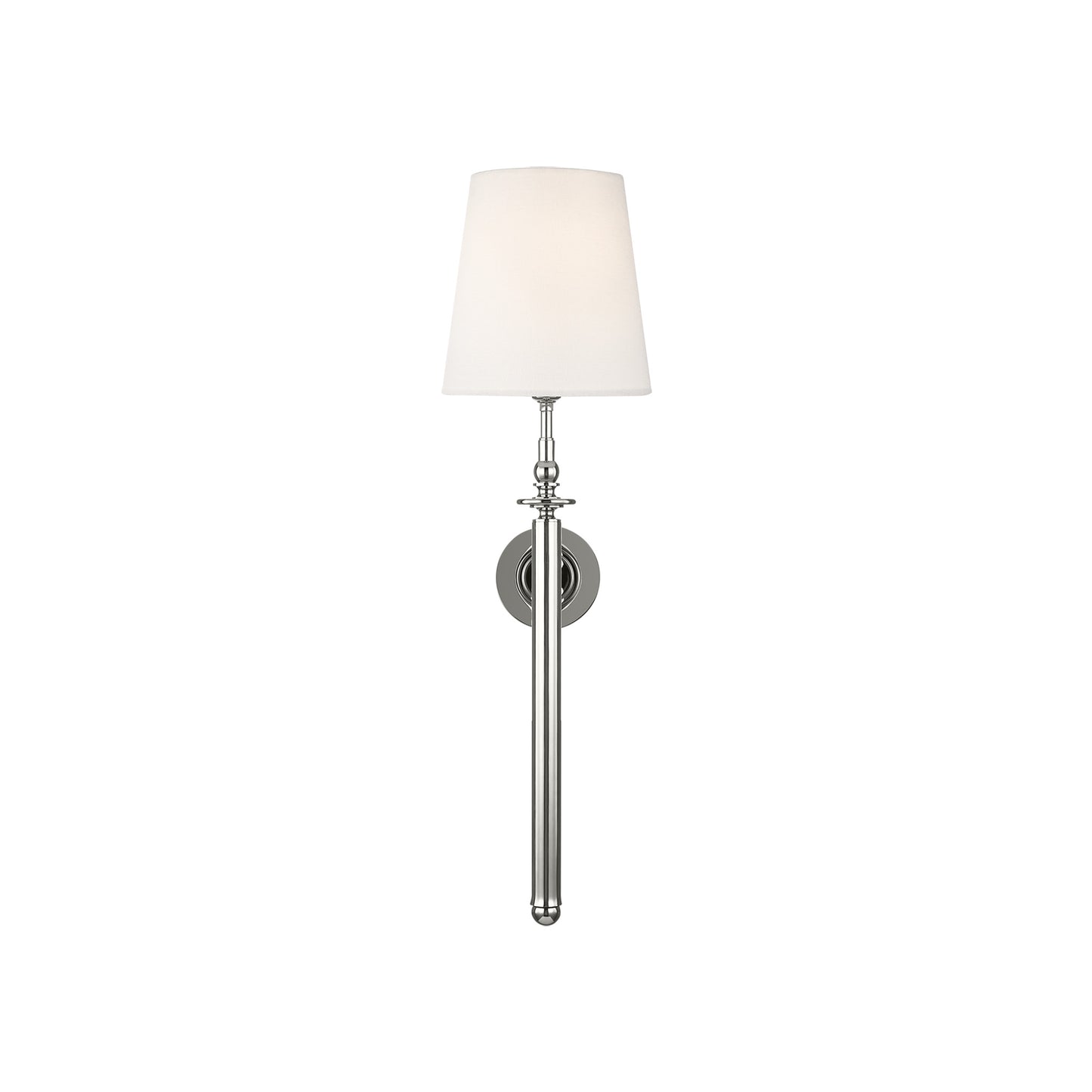 Capri Tail Sconce in Polished Nickel with Linen Shade