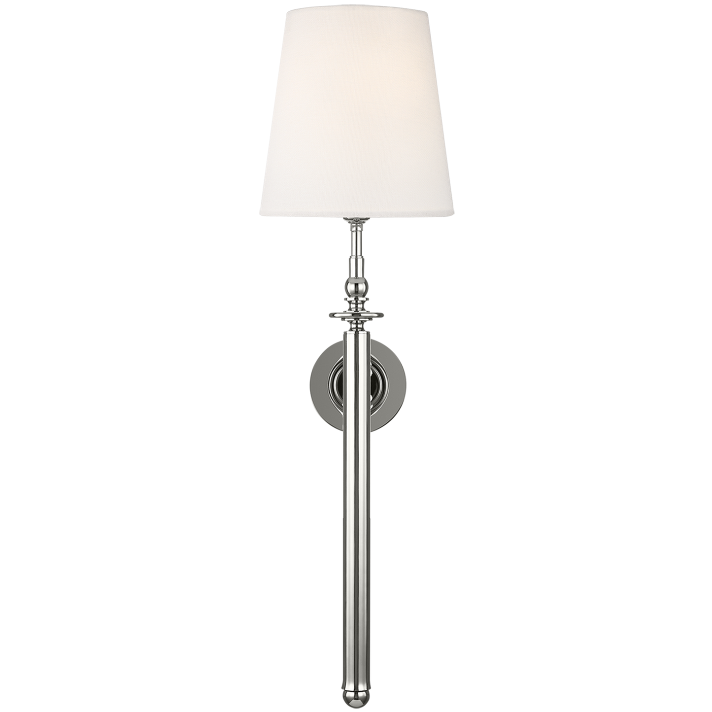 Capri Tail Sconce in Polished Nickel with Linen Shade