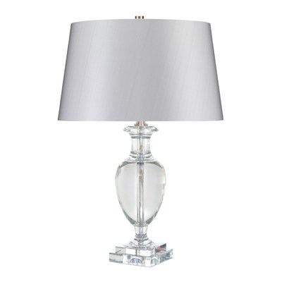 Diyas IL30065 Olivia Table Lamp White Shade 3 Light Antique Brass Crys