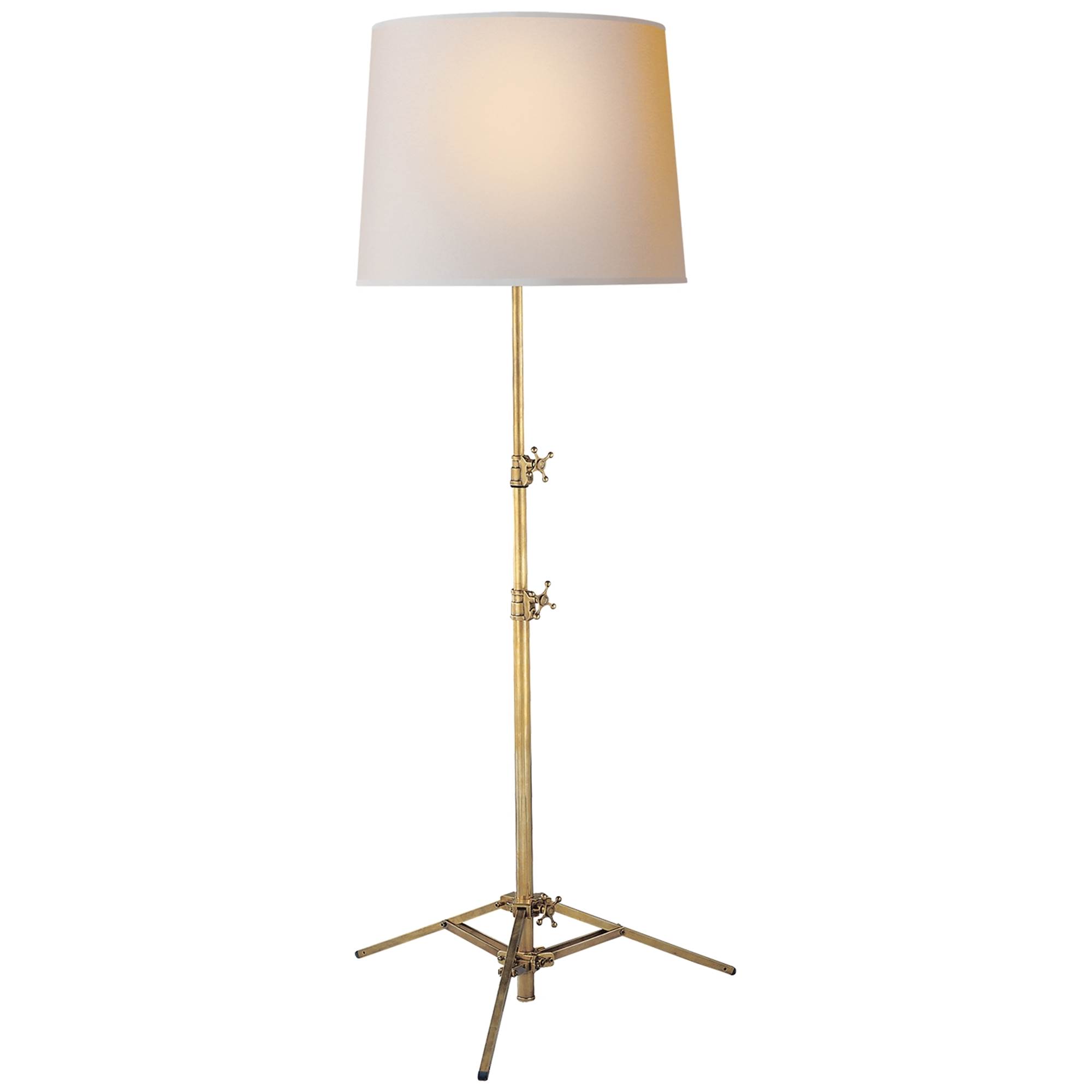 Visual Comfort Studio Adjustable Floor Lamp with Natural Paper Shade -  Hand-Rubbed Antique Brass